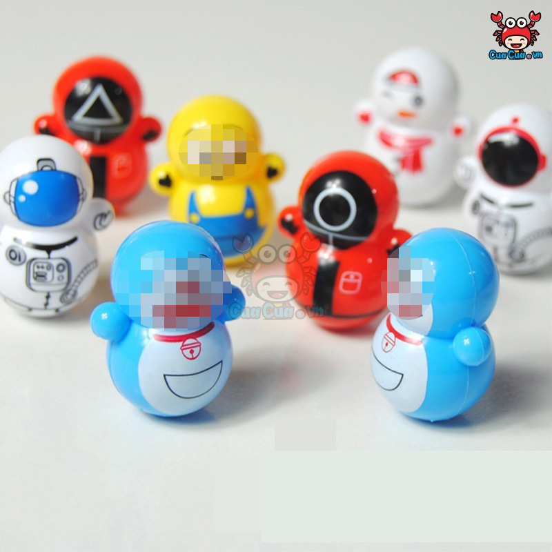 Lật đật squid game mini, đồ chơi lật đật mini doraemon cho bé cute dễ thương giá rẻ (pikachu, trò chơi con mực, minion)