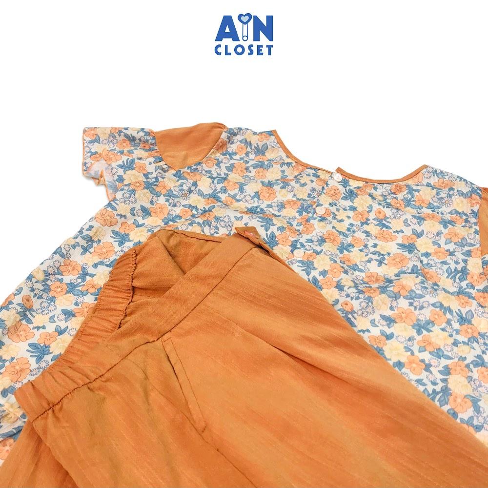 Bộ quần áo ngắn cho mẹ họa tiết Hoa Mẫu đơn vàng đũi xược - AICDME4ERYUH - AIN Closet