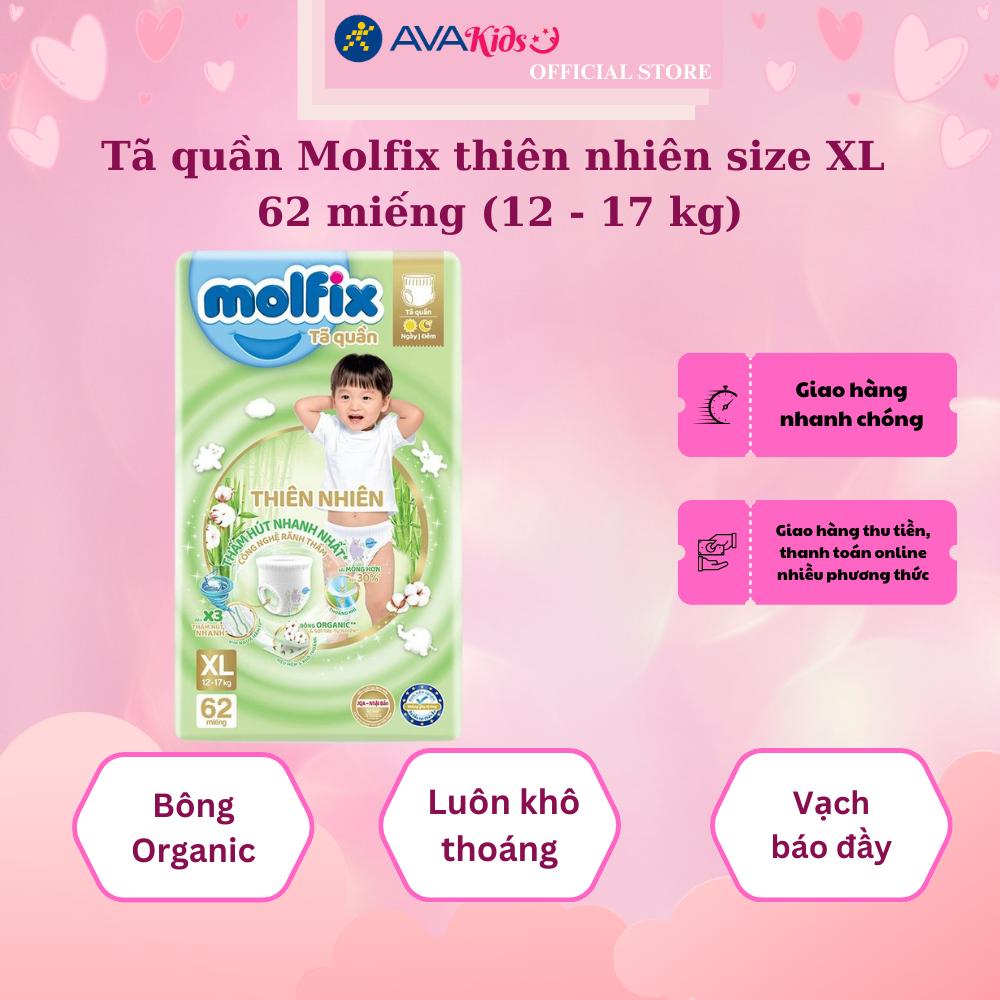 Tã quần Molfix thiên nhiên size XL 62 miếng (12 - 17 kg)