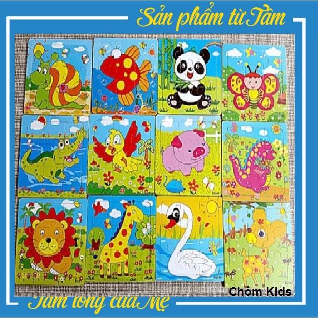 Bộ 3 Tranh Ghép Gỗ Thông Minh 9 Mảnh Puzzle - Ghép 9 Mảnh Bằng Gỗ