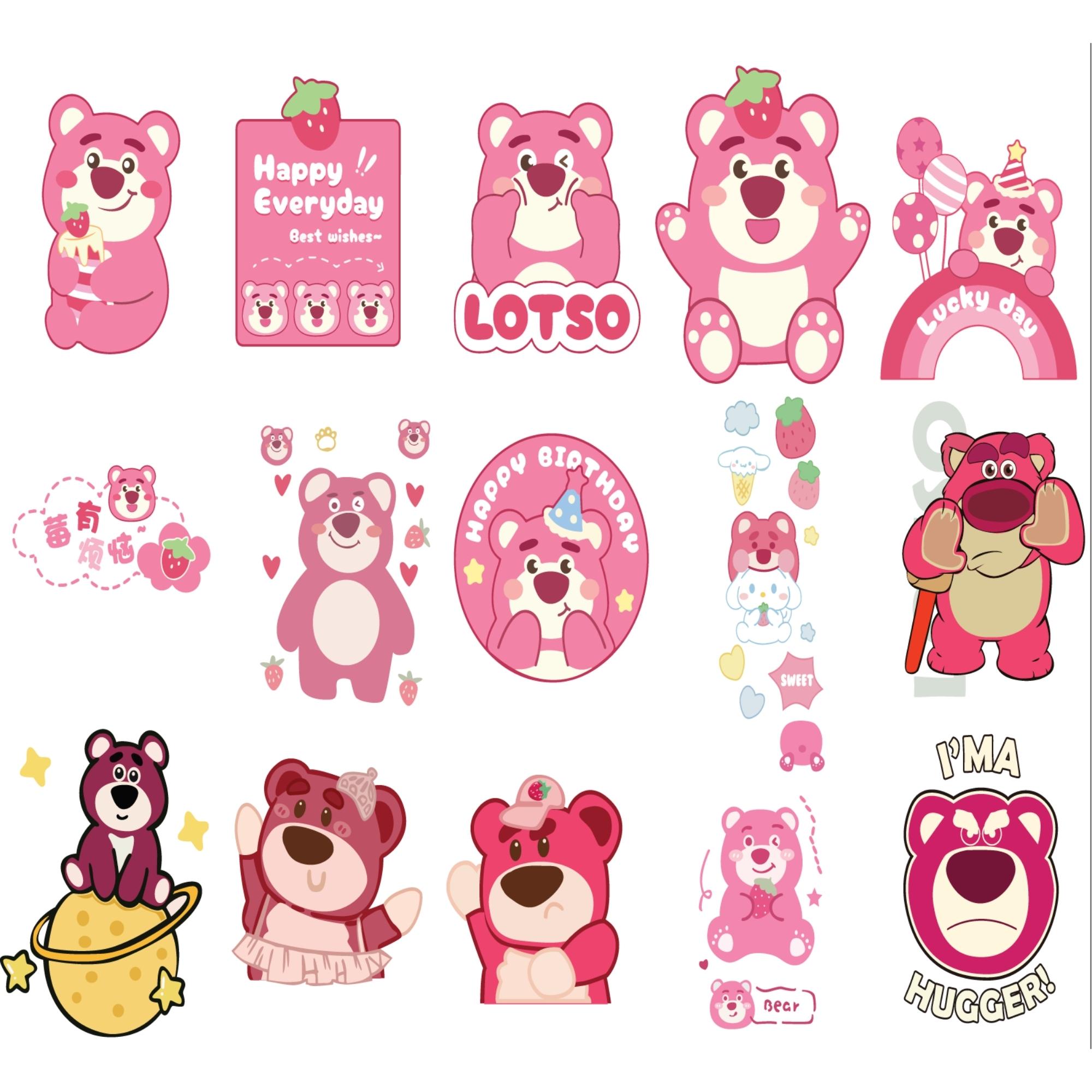 Sticker gấu dâu Lotso 30-60 hình khác nhau/ hình dán Lotso gấu dâu