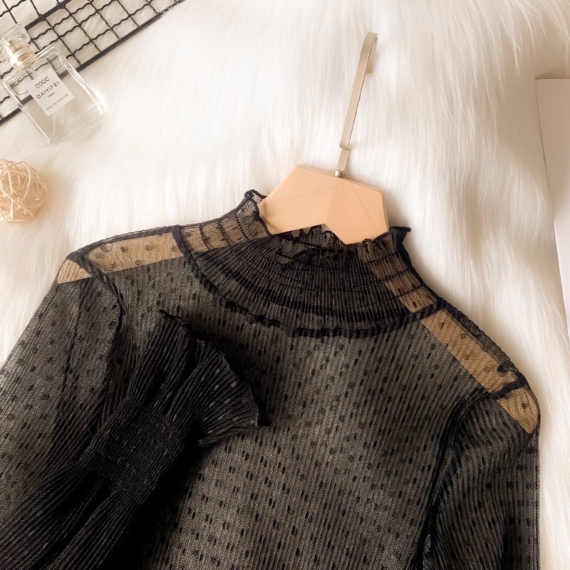 Áo ren mỏng kiểu ulzzang hàn quốc - áo ren mặc trong