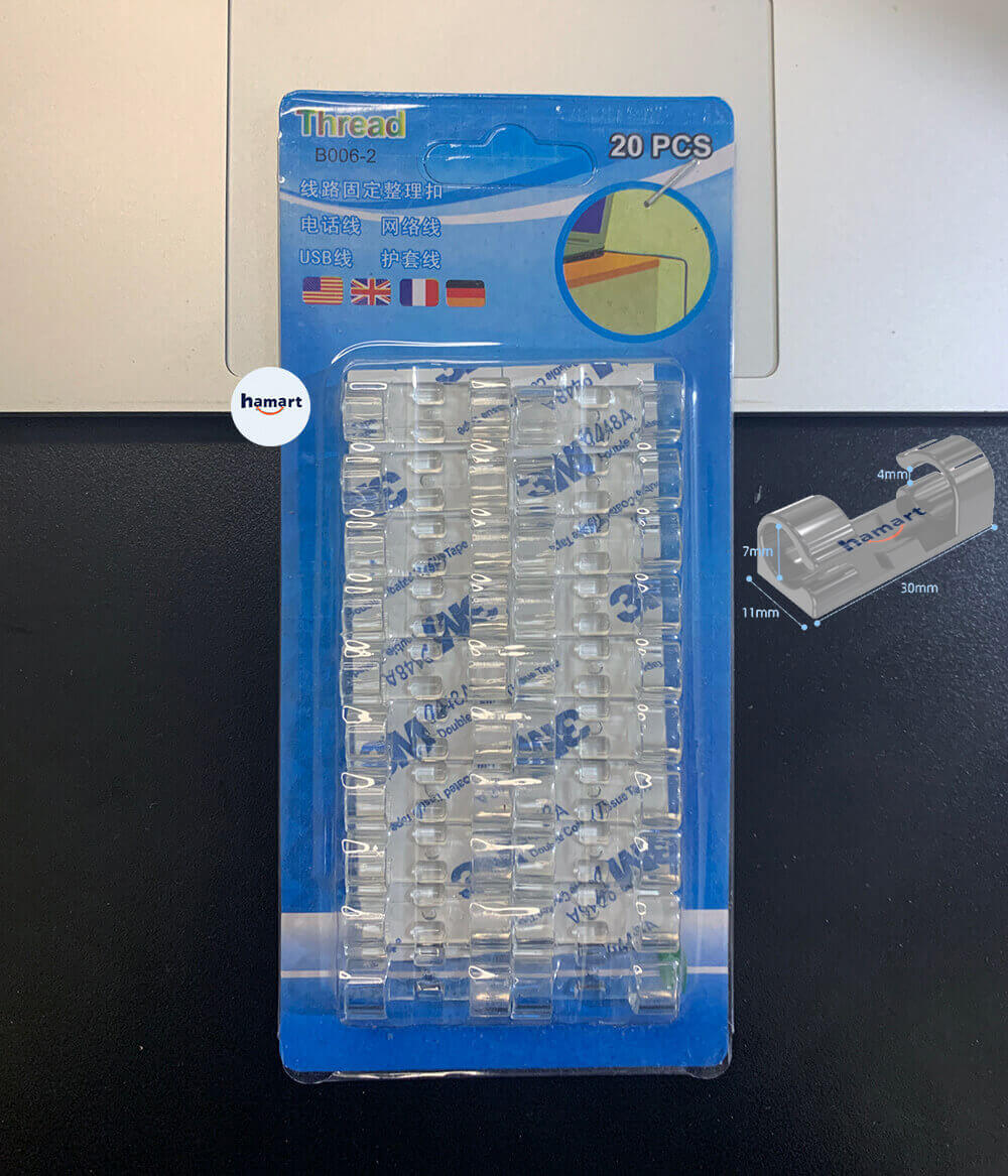 Vỉ 16 Nẹp Dây Điện LỚN Dán Tường Móc Treo Kẹp Cố Định Dây Cáp Lớn