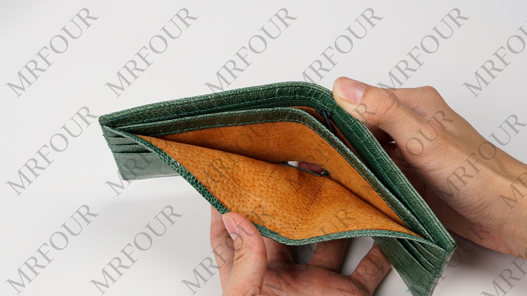 Ví Da Đà Điểu 2 Mặt MrFour Màu Xanh Lá - Bóp Nam Đà Điểu Da Chân Dáng Ngang | Ostrich Wallet