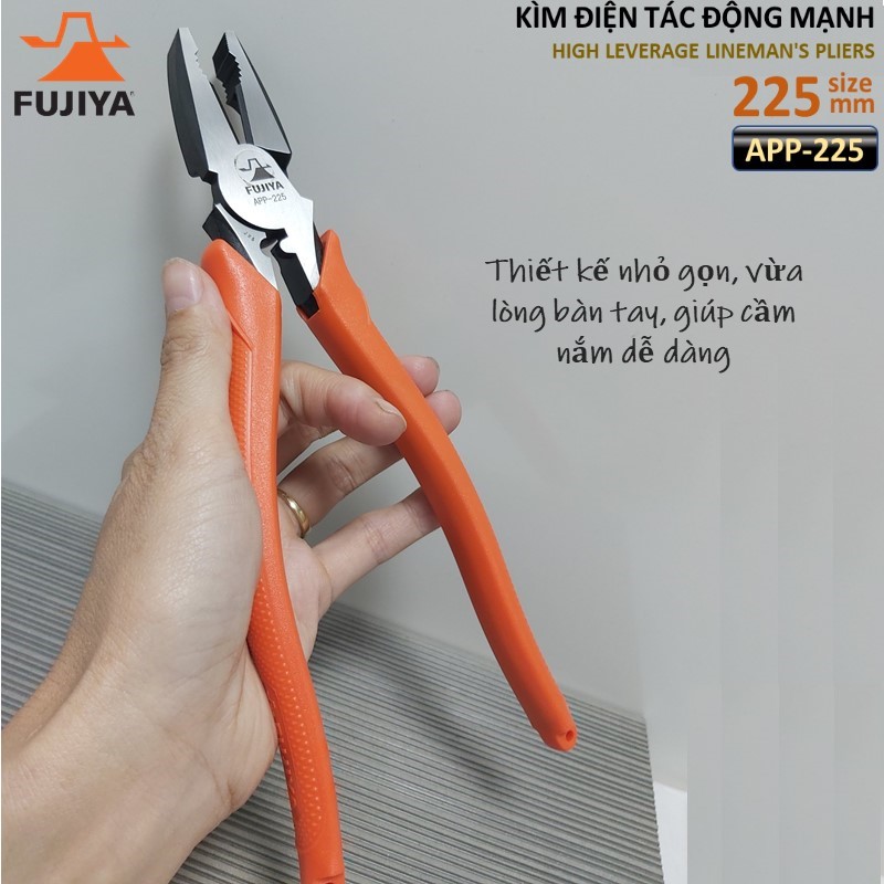 Kìm điện tác động mạnh cách điện 9 inch / 225mm Fujiya APP-225 công nghệ Nhật Bản - Sản phẩm chính hãng