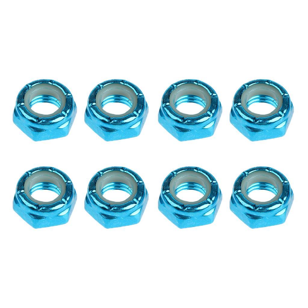 3x8pcs Skateboard Truck Wheel Axle Screw Nuts Longboard Accessories Blue