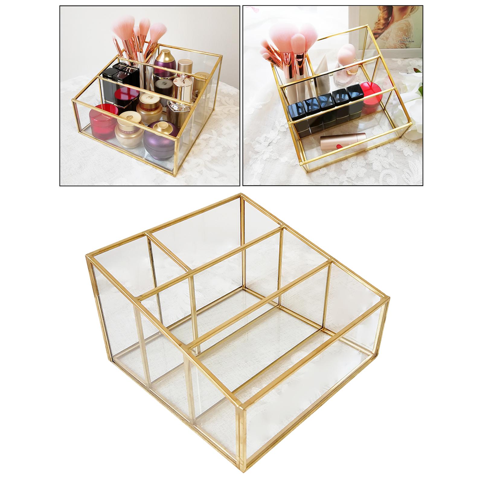 Makeup Organizer, Clear Cosmetic Storage Display Case with 4 Compartments, for Jewelry, Makeup Brushes, Lipsticks