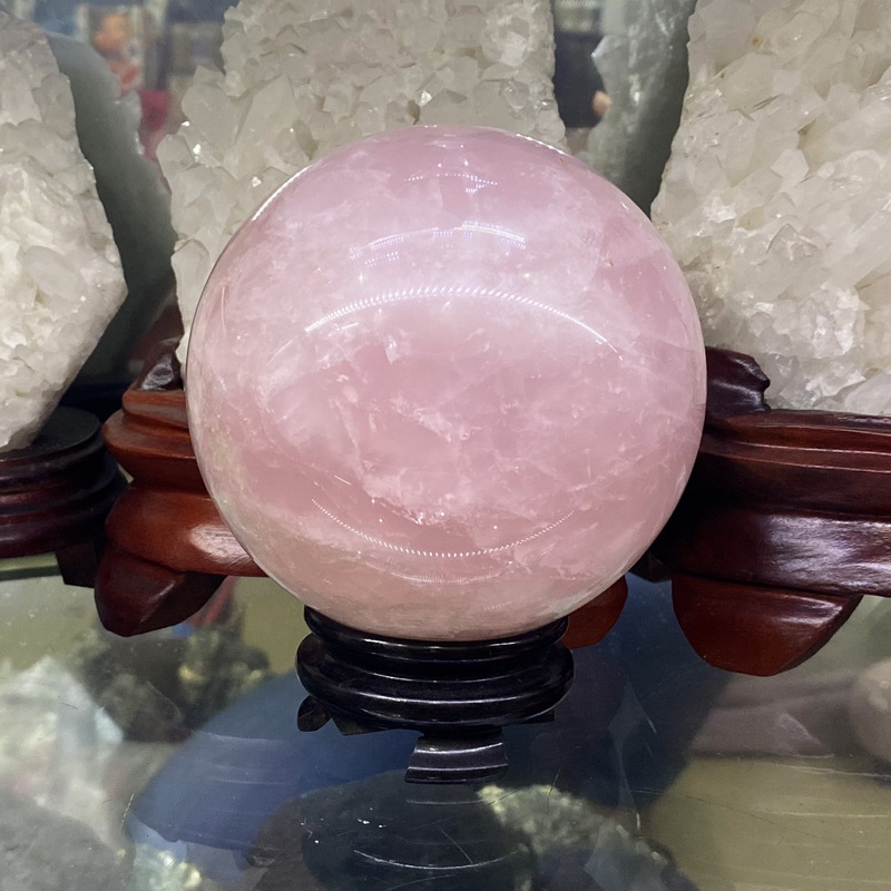 Quả Cầu Đá Thạch Anh Hồng Rose Quartz - Đá Thạch Anh Phong Thủy