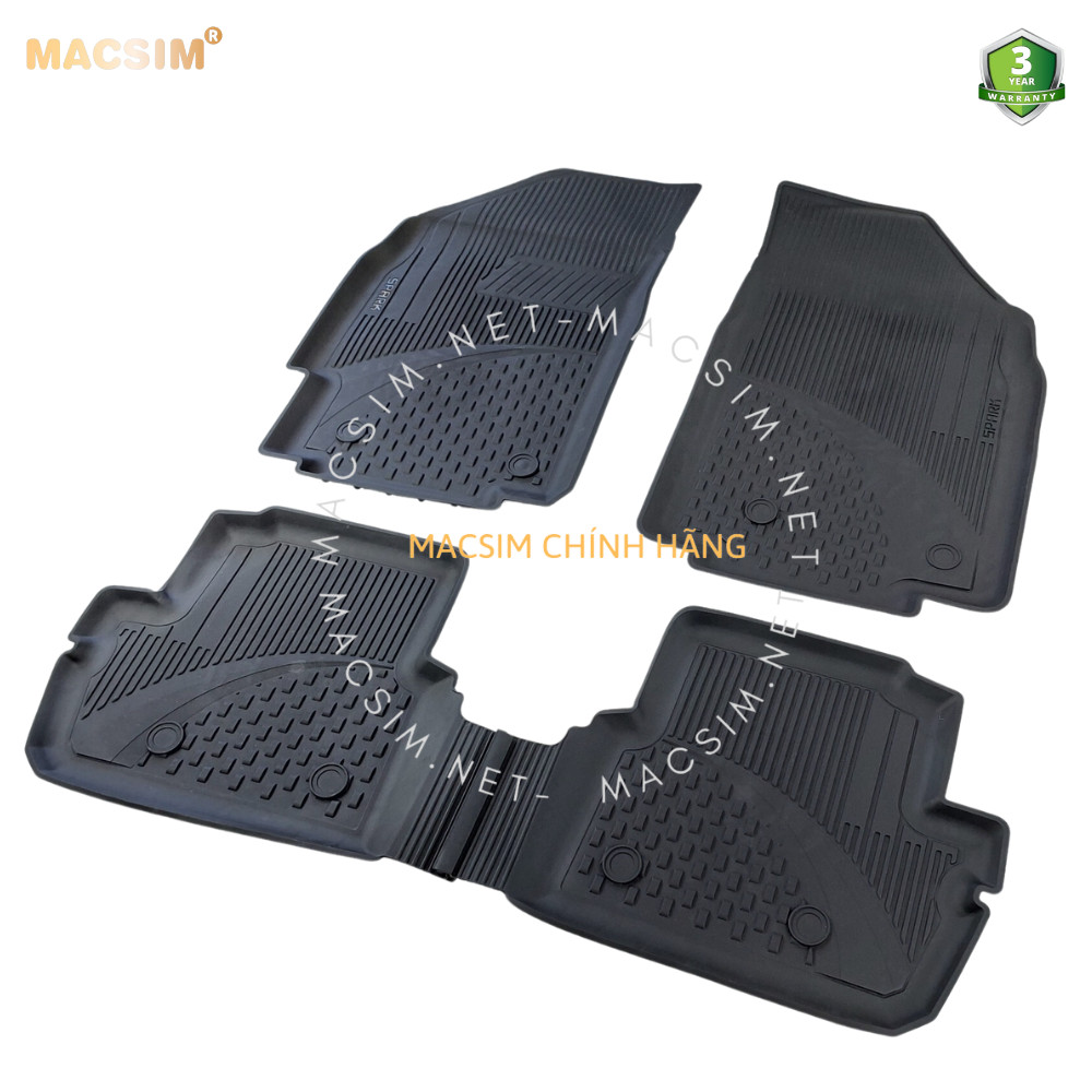 #Chevrolet Spark, Thảm lót sàn ô tô nhựa TPE Silicon Chevrolet Spark 2009-2022 Black Nhãn hiệu Macsim