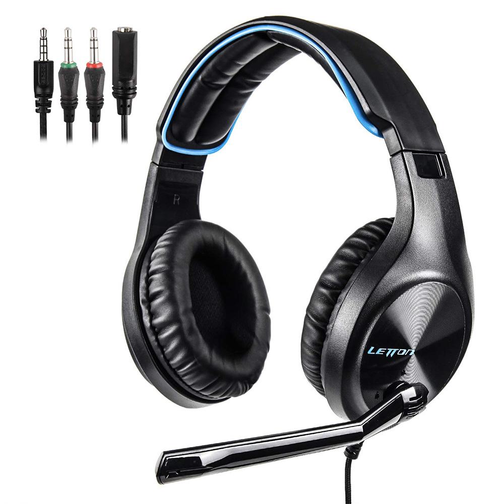 LETTON L6 3.5mm Gaming Headset Stereo Over-Ear Headphones with Adjustable Microphone for PC Laptop Smart Phone