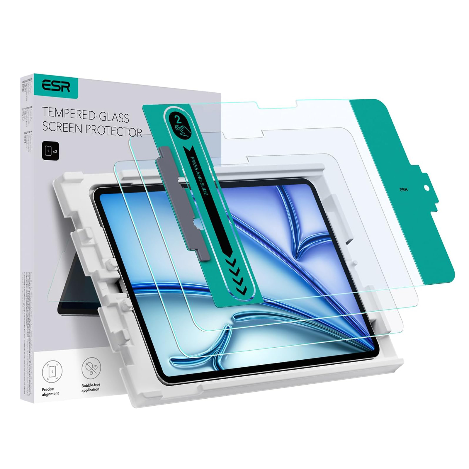 Bộ 2 Miếng kính cường lực dán màn hình dành cho iPad Pro 11/13 inch M4 &amp; iPad Air 11/13 inch M2 M3 2025/2024 ESR Tempered Glass Screen Protector - Hàng Chính Hãng