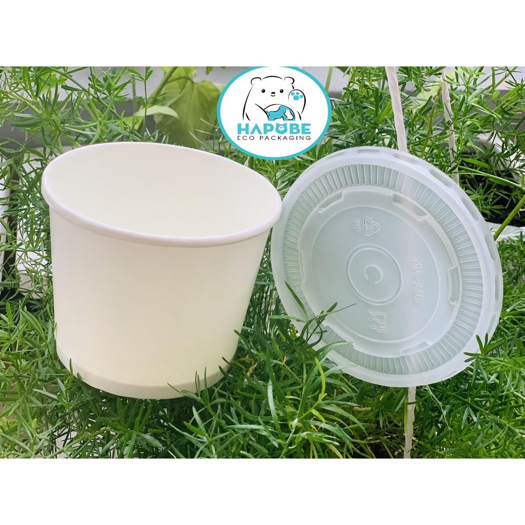 100 bát giấy có nắp PP đựng thức ăn 500ml