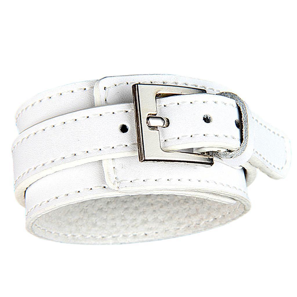 2xFashion Wide Cow Leather Wristband Cuff Bracelet Bangle Women Jewelry White