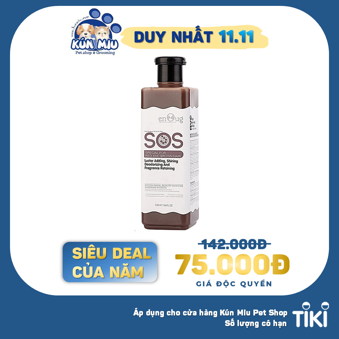 Sữa Tắm Cho Chó Lông Nâu Đỏ SOS (530ml)