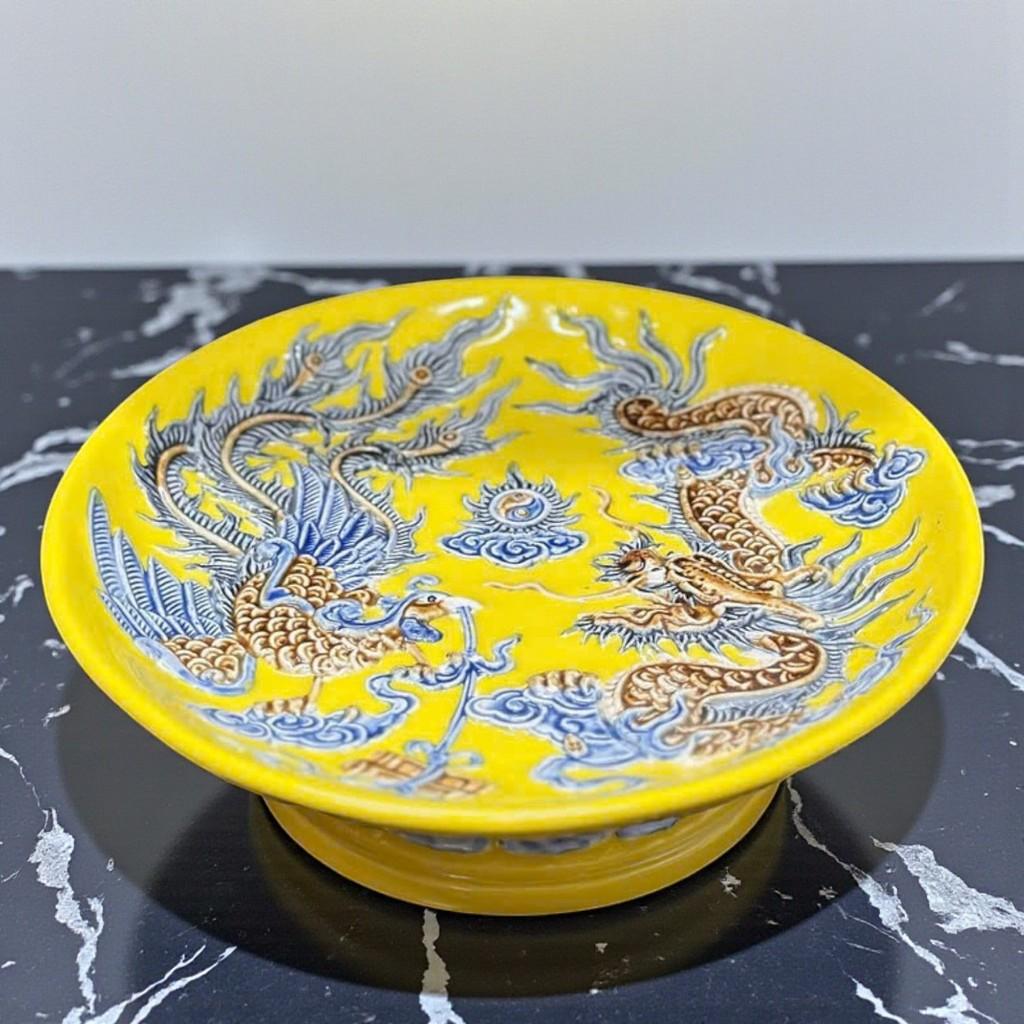 Bộ sứ thờ RỒNG VIỆT men vàng Bát Tràng, họa tiết Rồng phượng độc đáo, bộ sứ thờ thần tài