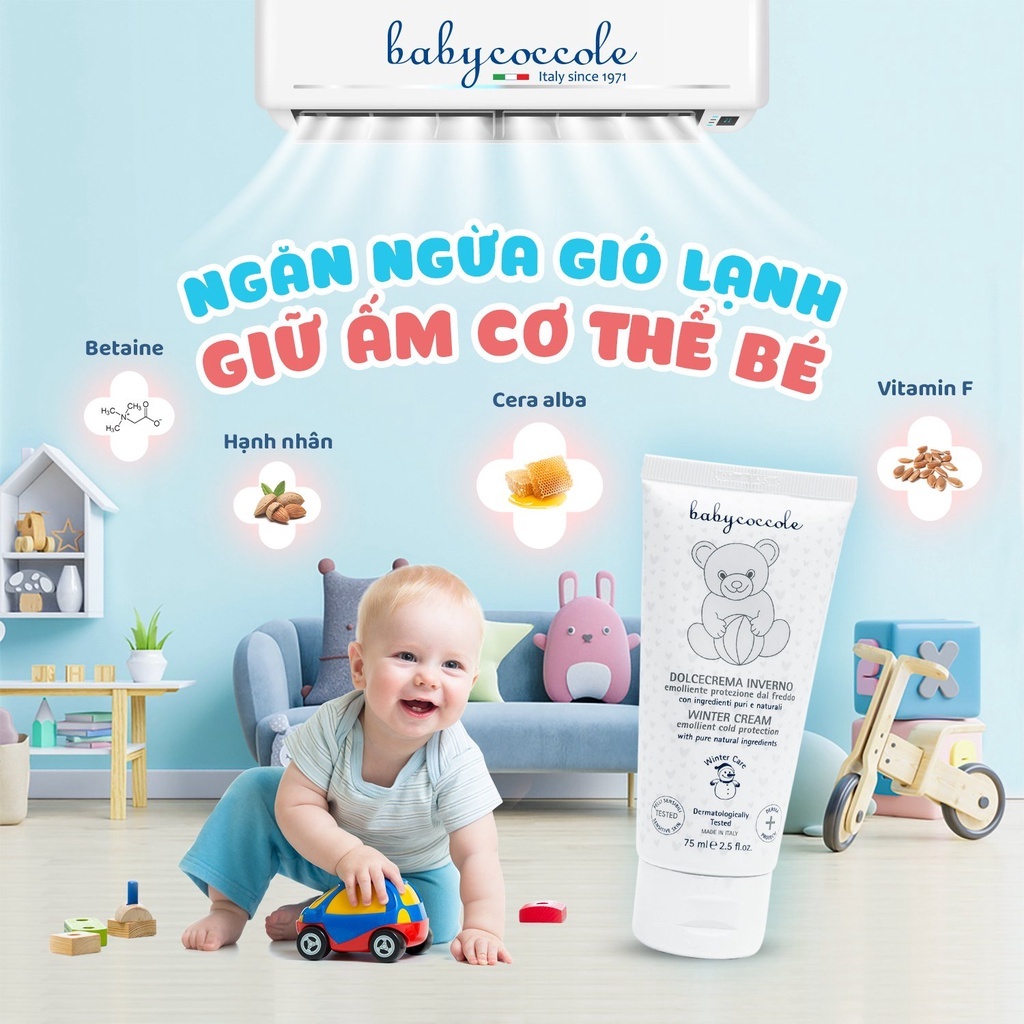 Kem nẻ & giữ ấm cho bé 2in1 Babycoccole 0M+ dưỡng ẩm da trẻ em, em bé từ sơ sinh chiết xuất sáp ong và vitamin 75ml 5.0