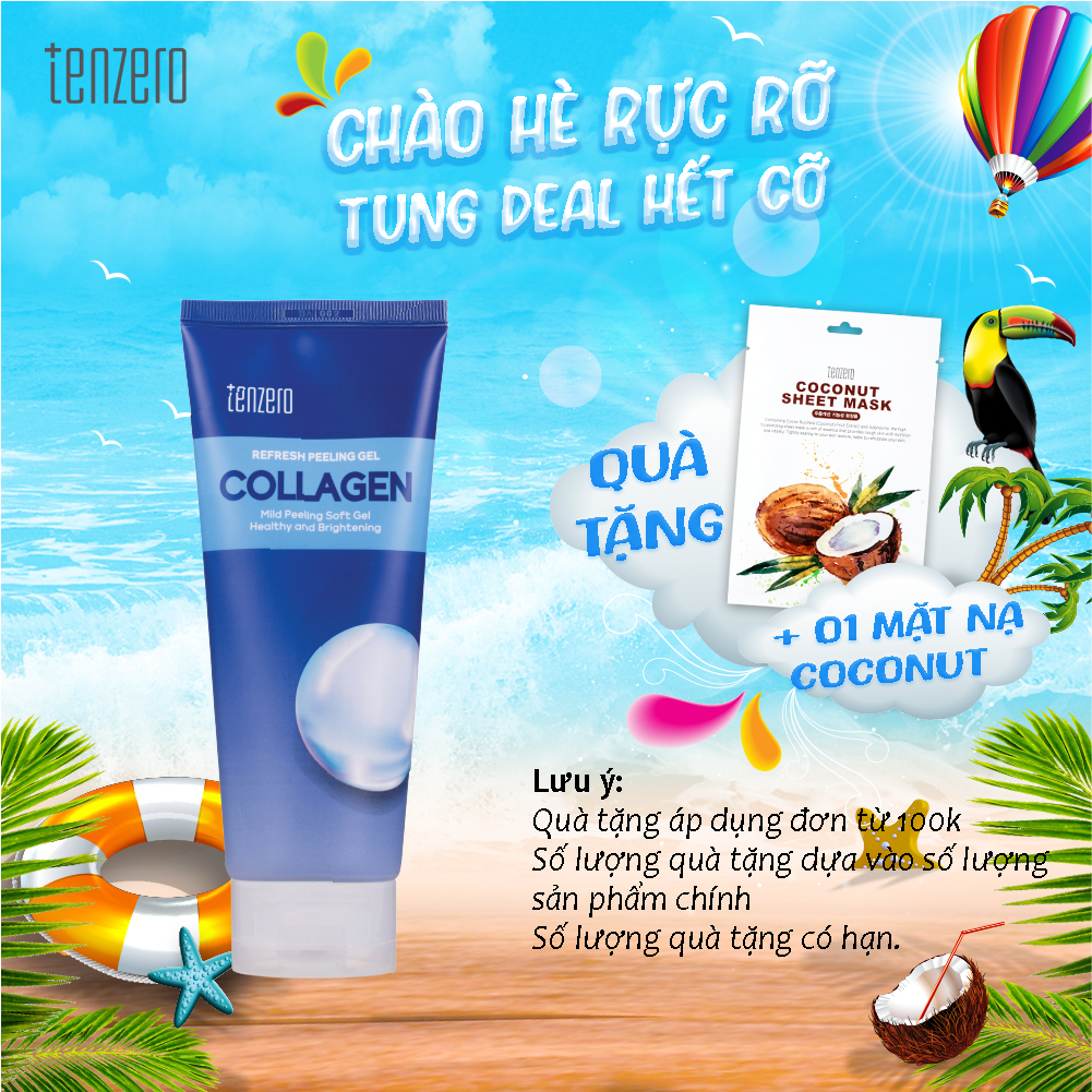 Gel Tẩy Tế Bào Chết Collagen Làm Sạch Da, Dịu Nhẹ Tenzero Refresh Peeling Gel Collagen 180ml