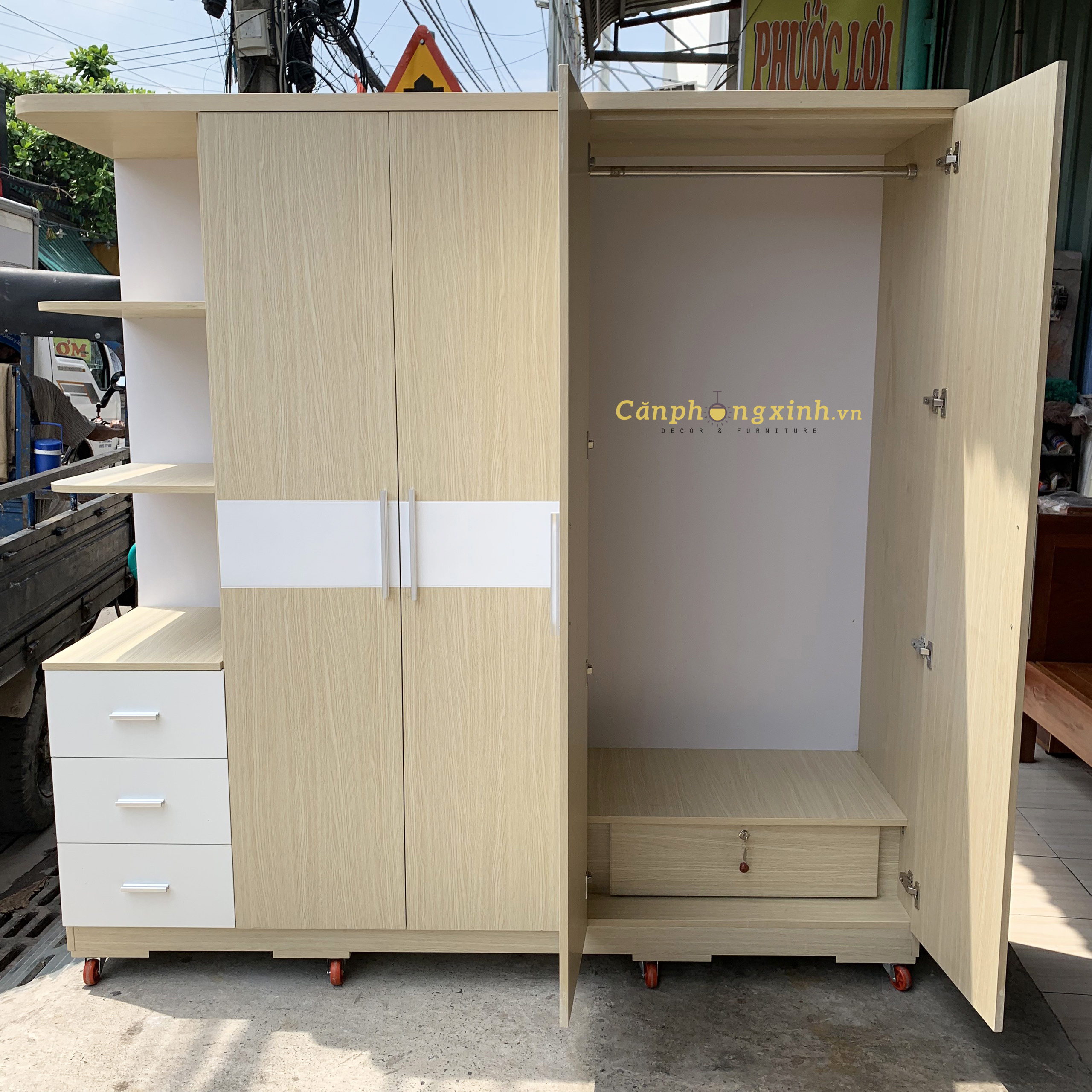 Tủ áo 4 cánh có kệ gỗ MDF CPX-T14