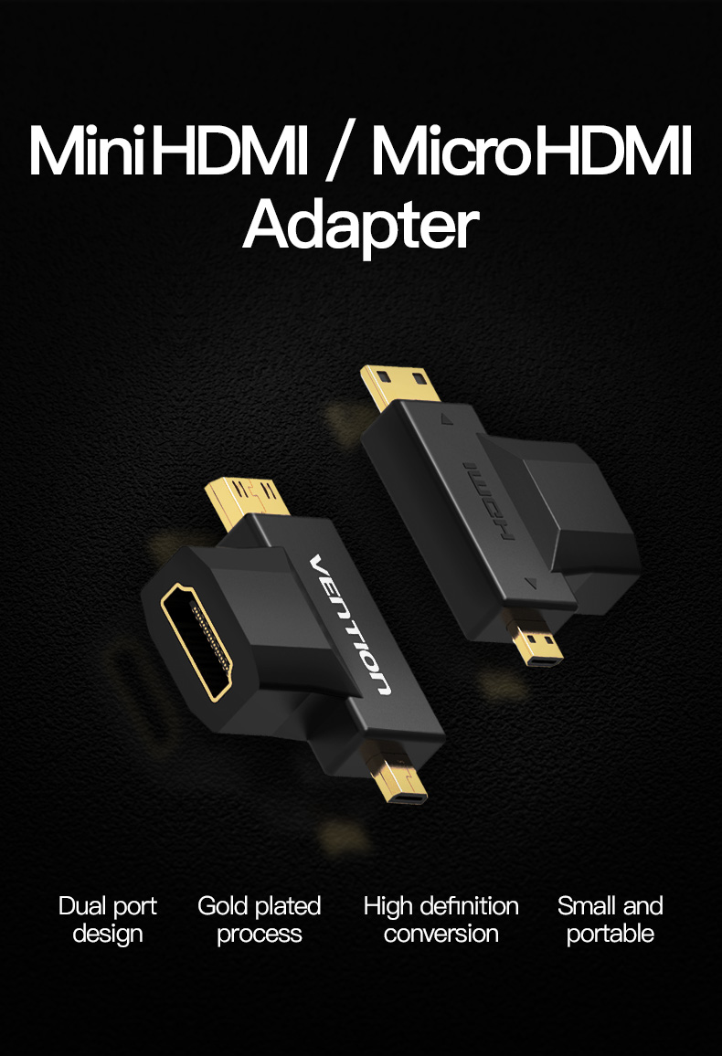 Đầu chuyển đổi Mini HDMI + Micro HDMI to HDMI Vention AGDB0 - Hàng Chính Hãng