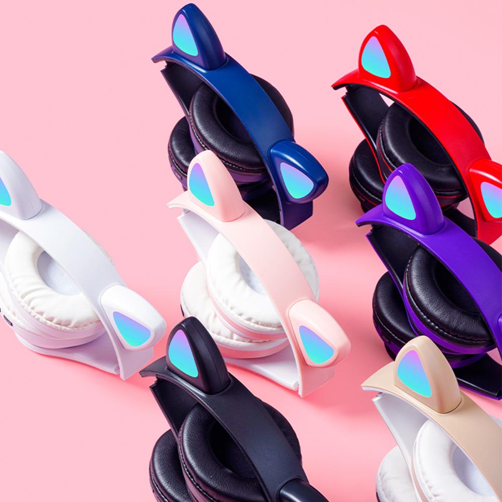 Tai nghe không dây Bluetooth Cat Ear Glow Light Stereo Mũ bảo hiểm Bass Trẻ em Girl Quà tặng PC Điện thoại Điện thoại Tai nghe Màu sắc: B39B Pro Purple