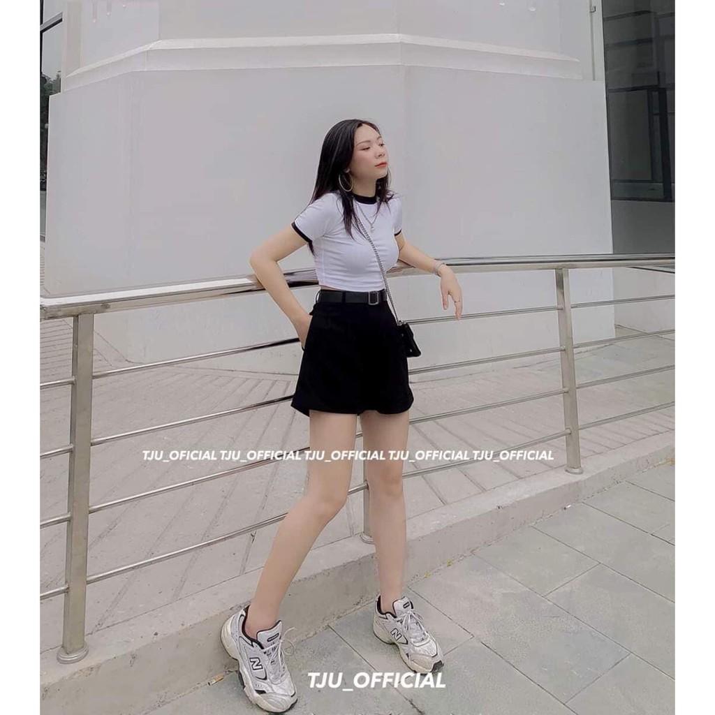 Quần sooc vải cạp khóa gập gấu