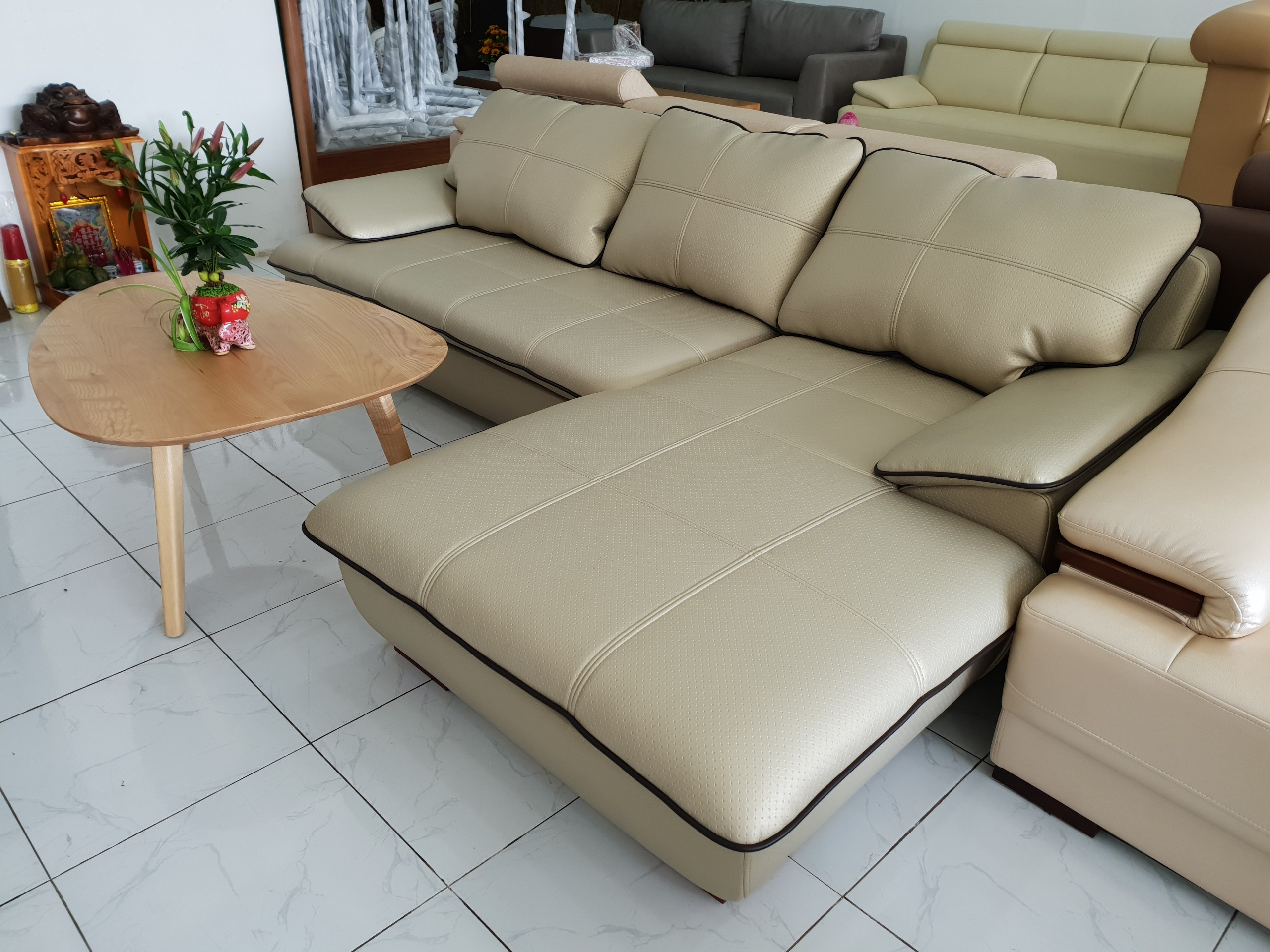 Bộ Sofa Kiểu Hot_Màu Vàng Ánh Đồng Viền Nâu_Size 2500 x 1650