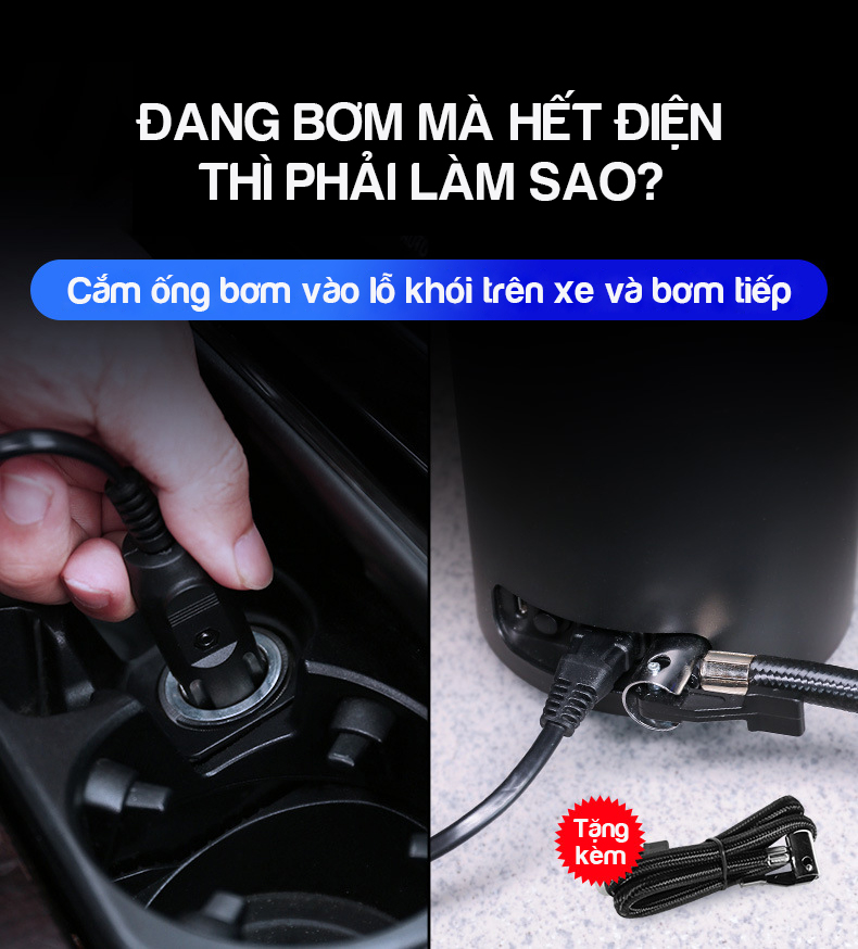 Ống bơm hơi điện tử mini YANTU A05 không dây dành cho ô tô xe máy xe đạp Hàng chính hãng