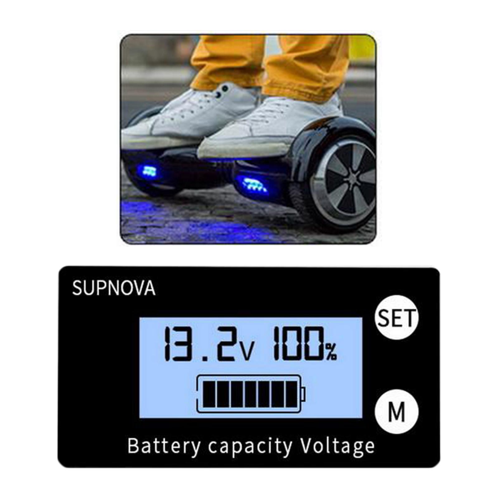 LCD Battery Capacity Monitor Gauge Meter,DC 8V-100V Lead Battery Status Indicator,Lithium Battery Capacity Tester Voltage Meter Monitor
