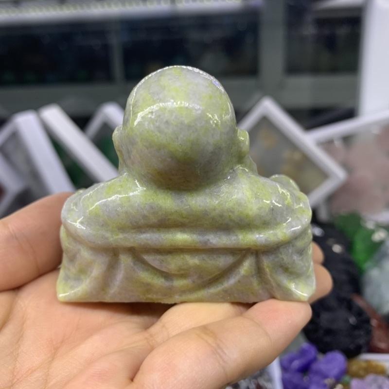 Tượng Di Lặc Cười Hoan Hỉ Đá Ngọc Serpentine - cao 5.5cm, ngang 6.5cm