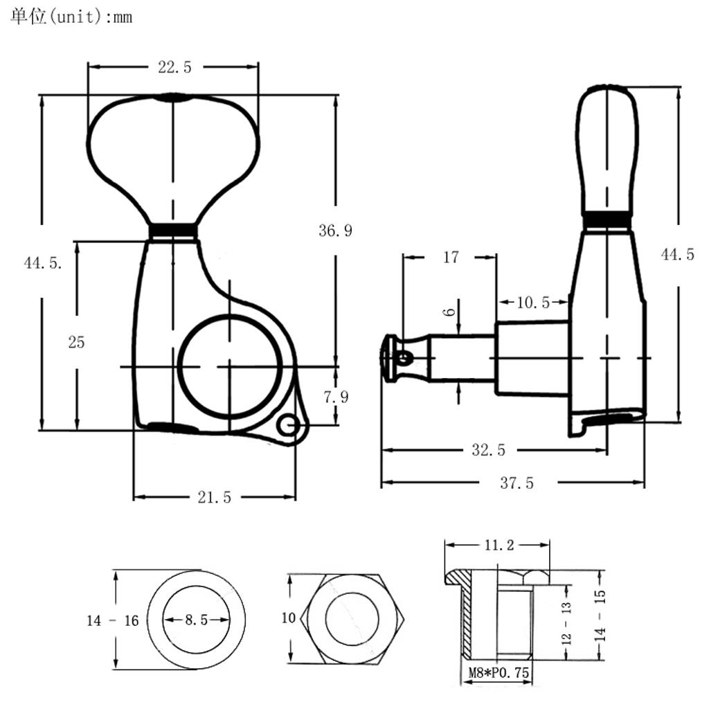 Sunnimix 6 Miếng Sắt 3R3L Dây Chỉnh Chốt Kín Gear Cho Điện Acoustic Guitar Các Bộ Phận Thay Thế