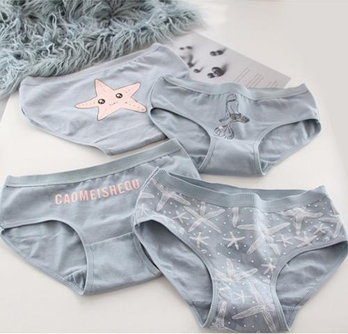 5 quần lót nữ chất cotton thoáng mát in hình ngôi sao