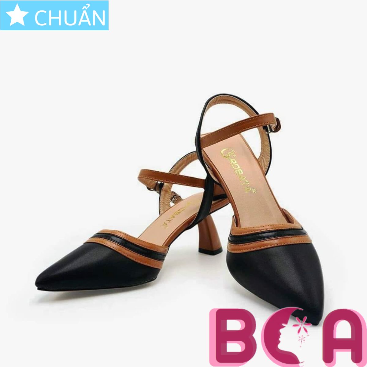 Giày cao gót nữ RO544 ROSATA tại BCASHOP phối màu sành điệu và thời trang, gót dấu phẩy độc đáo và lạ mắt