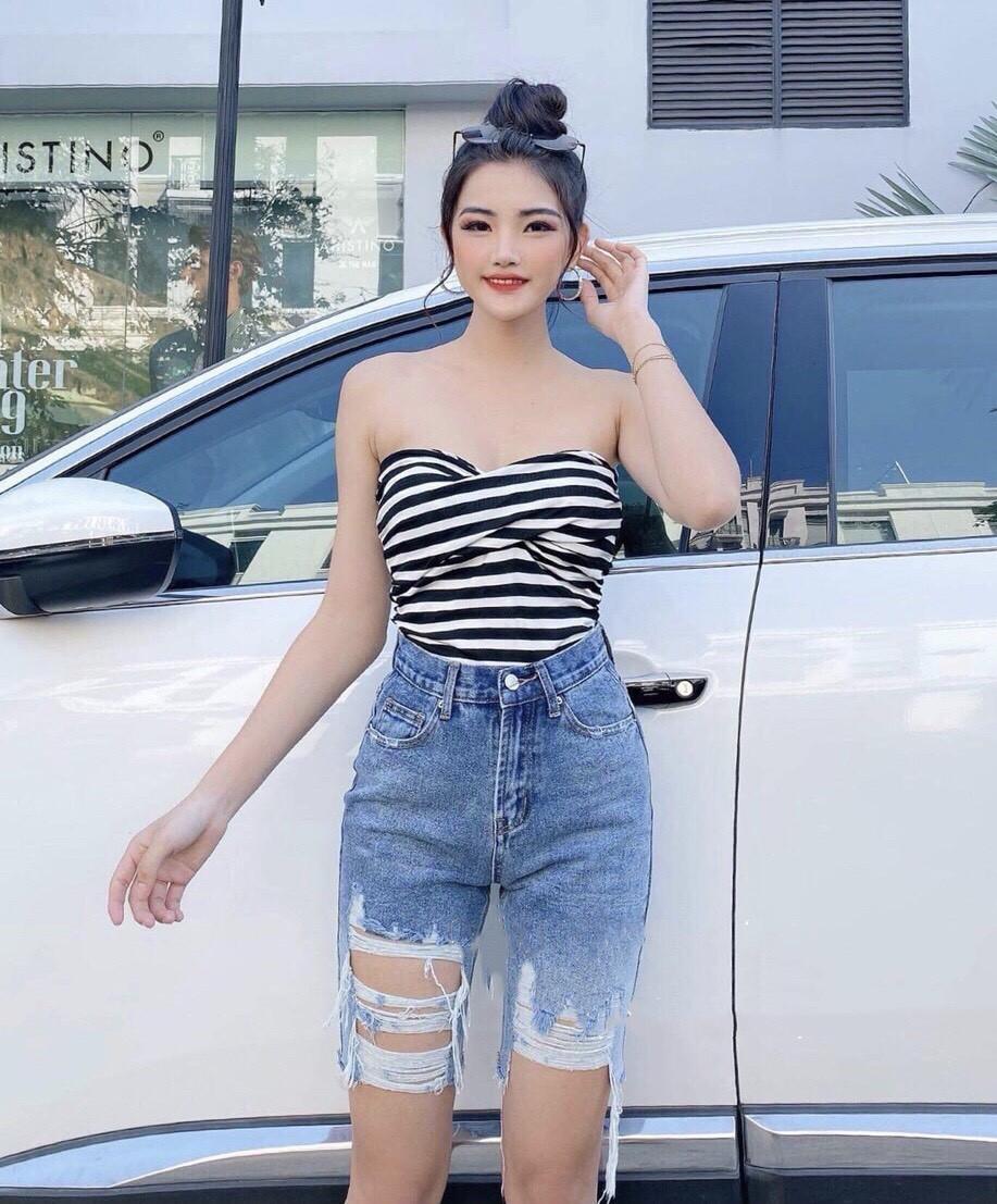 [60kg~90kg] Quần jean ngố / lửng BIG SIZE lưng cao, co dãn mạnh, rách kiểu loang màu rẻ đẹp 3311