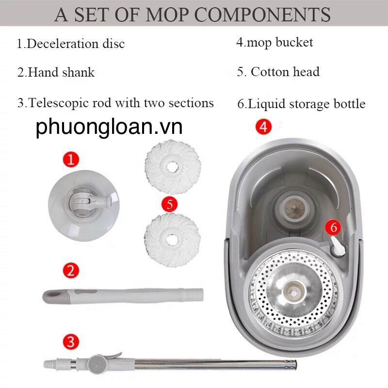 Bộ lau nhà 360 Cao Cấp Phương Loan PL-02