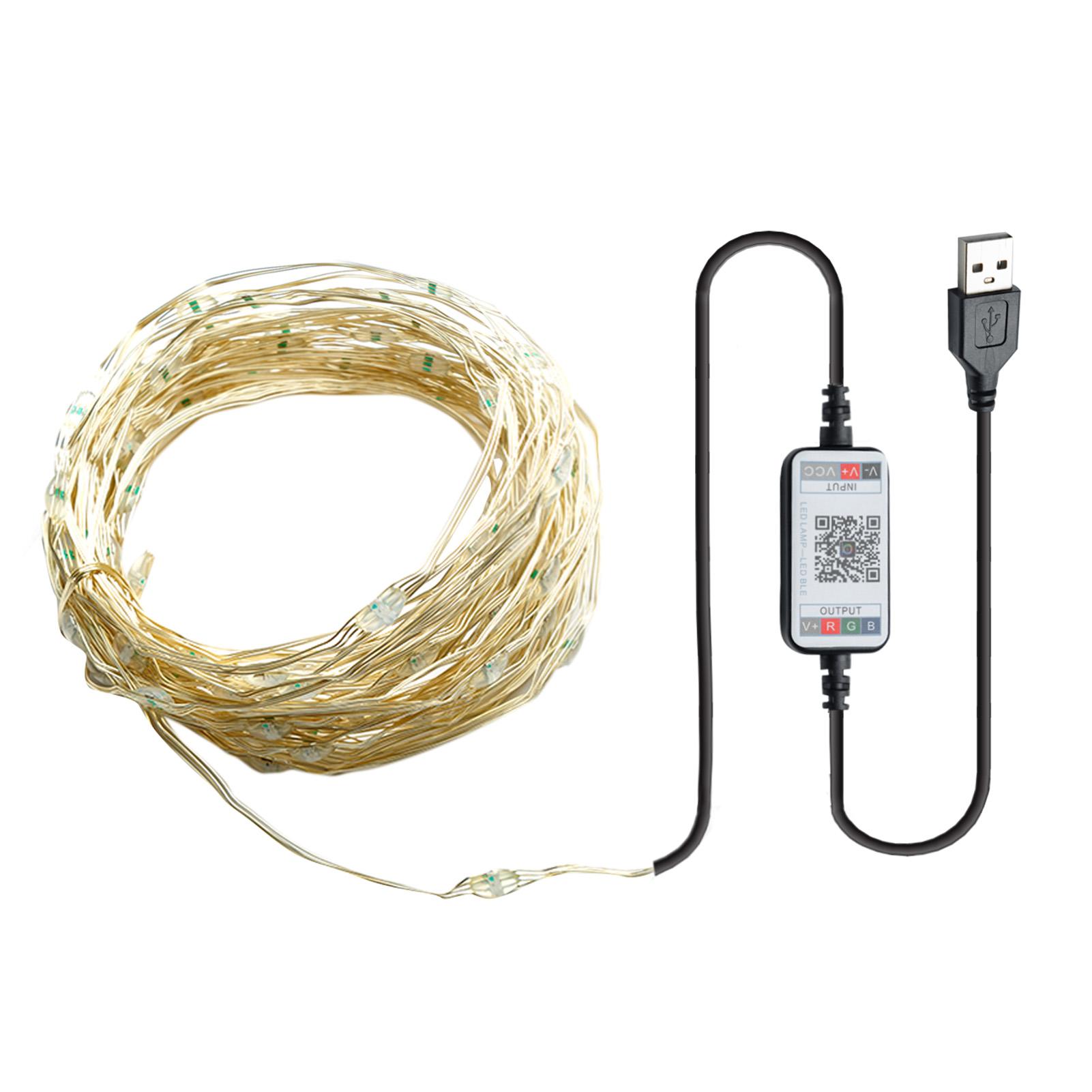 Đèn dây LED có sạc USB kết nối với điện thoại điều khiển qua bluetool đồng bộ theo âm nhạc dùng trang trí bữa tiệc