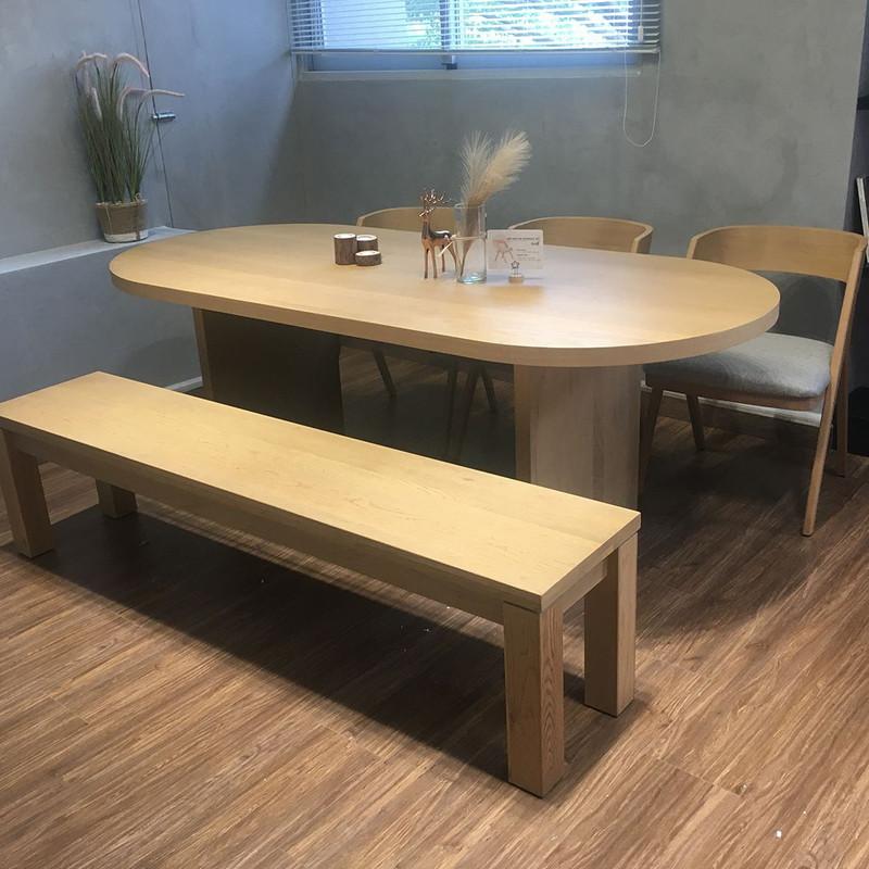 Bộ bàn ăn 2 ghế băng dài gỗ vân veneer sồi hiện đại SMLIFE Duncan Duncan | D152,4 x R99,1 x C74,9cm | gỗ Cao Su và Veneer Sồi