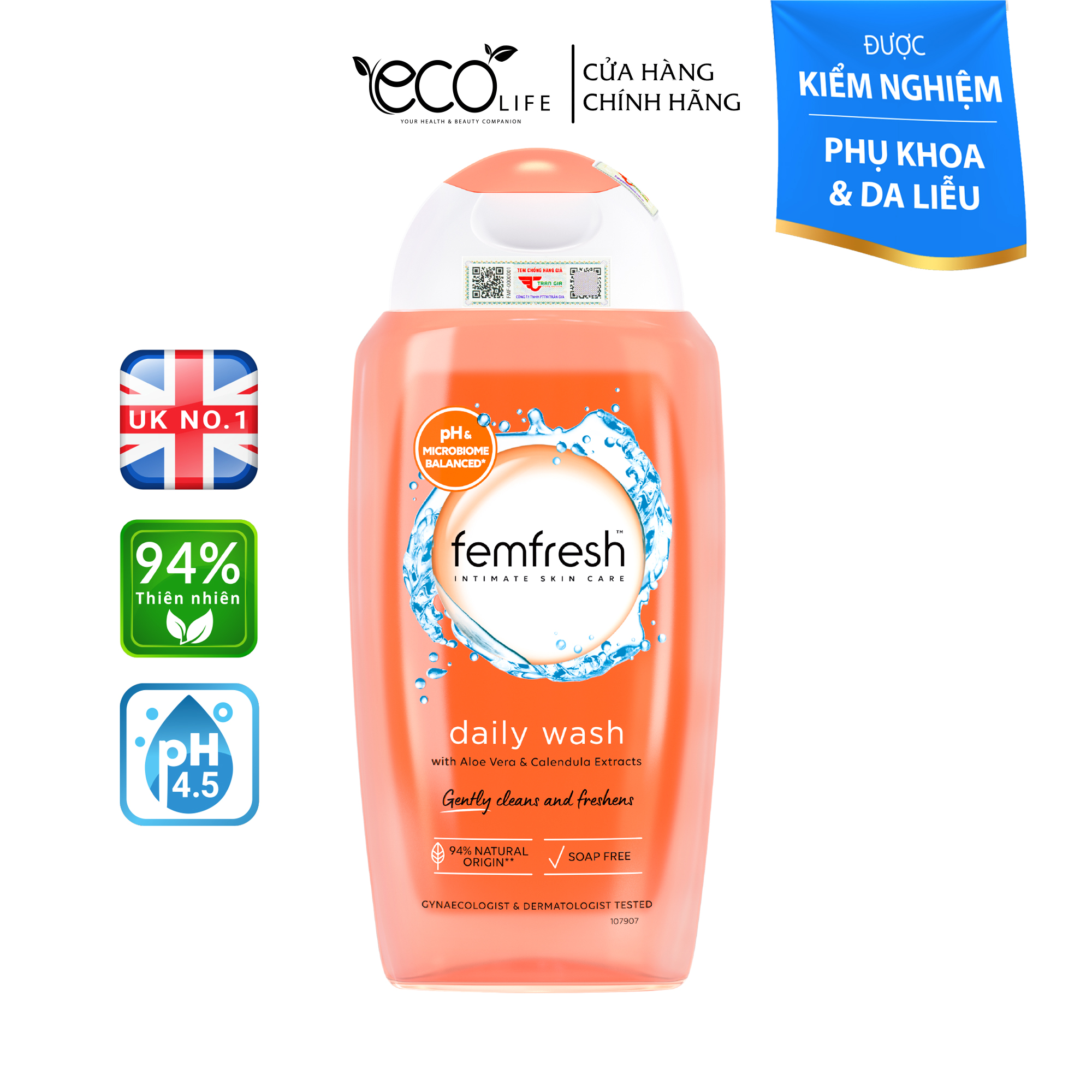 Dung dịch vệ sinh phụ nữ hàng ngày Femfresh Intimate Wash 50ml / 150ml / 250ml (Màu Hồng / Xám / Cam)