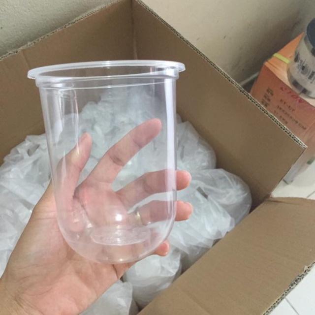 Cốc nhựa đáy bầu 500ml – Ly nhựa chữ U 500ml có thể dập màng làm nắp