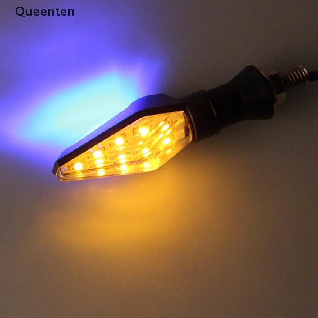 Queenten 12LED Amber+Blue Motorcycle Turn Signal Indicator Light Blinker Universal QT