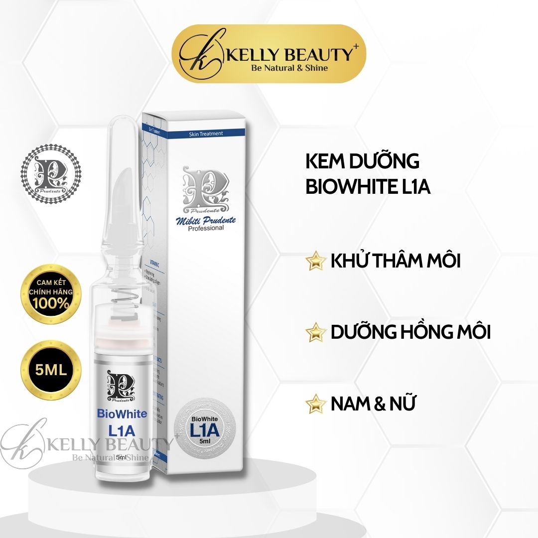 Son Khử Thâm Môi Mibiti Prudente Biowhite L1A – Khử Thâm Môi, Dưỡng Hồng Môi Tự Nhiên - Kelly Beauty