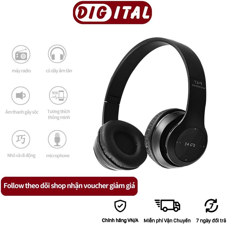 Tai Nghe Chụp Tai Bluetooth P47 .Có Thẻ Nhớ, Âm Bass Cực Chất, Nghe Nhạc Cực Hay .Tai Không Dây Có Mic--Bảo Hành 3 Tháng