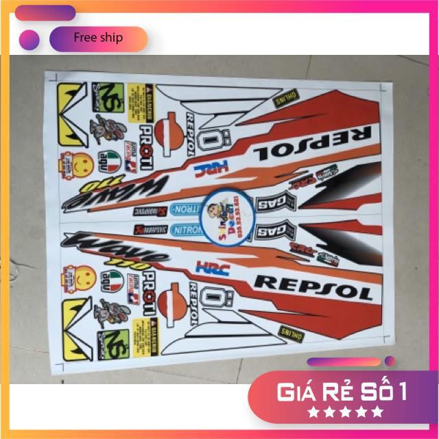 Tem rời dành cho xe wave đời đầu repsol dán xe đen