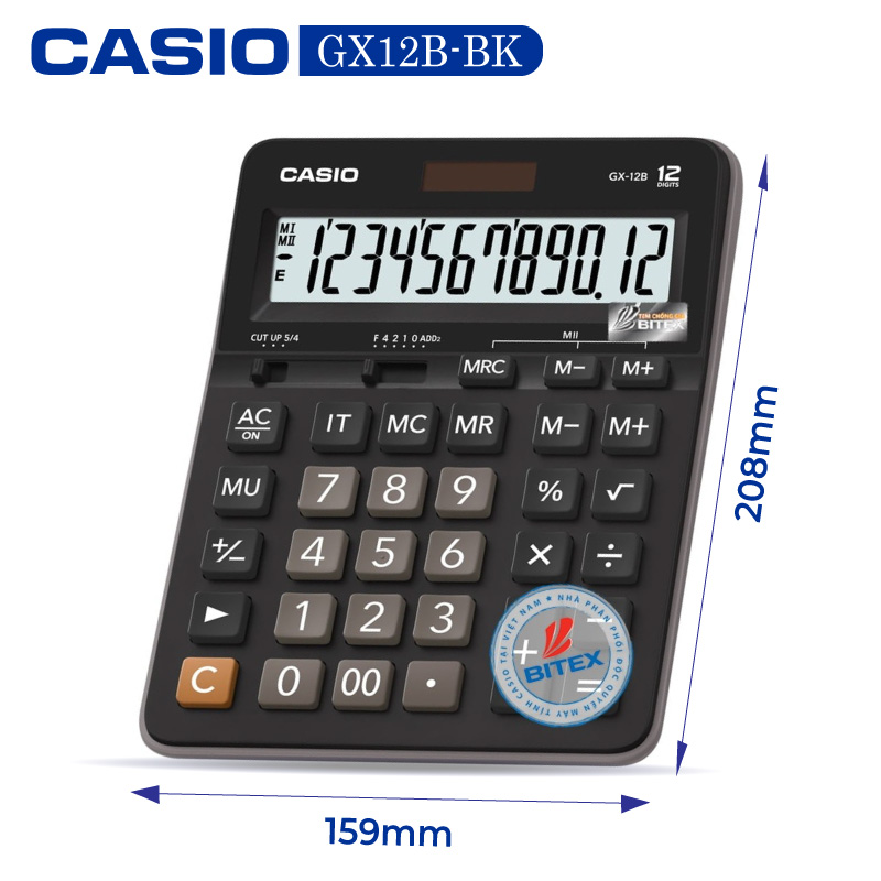 Máy tính Casio GX-12B, Bảo hành 7 năm - Hàng chính hãng Bitex