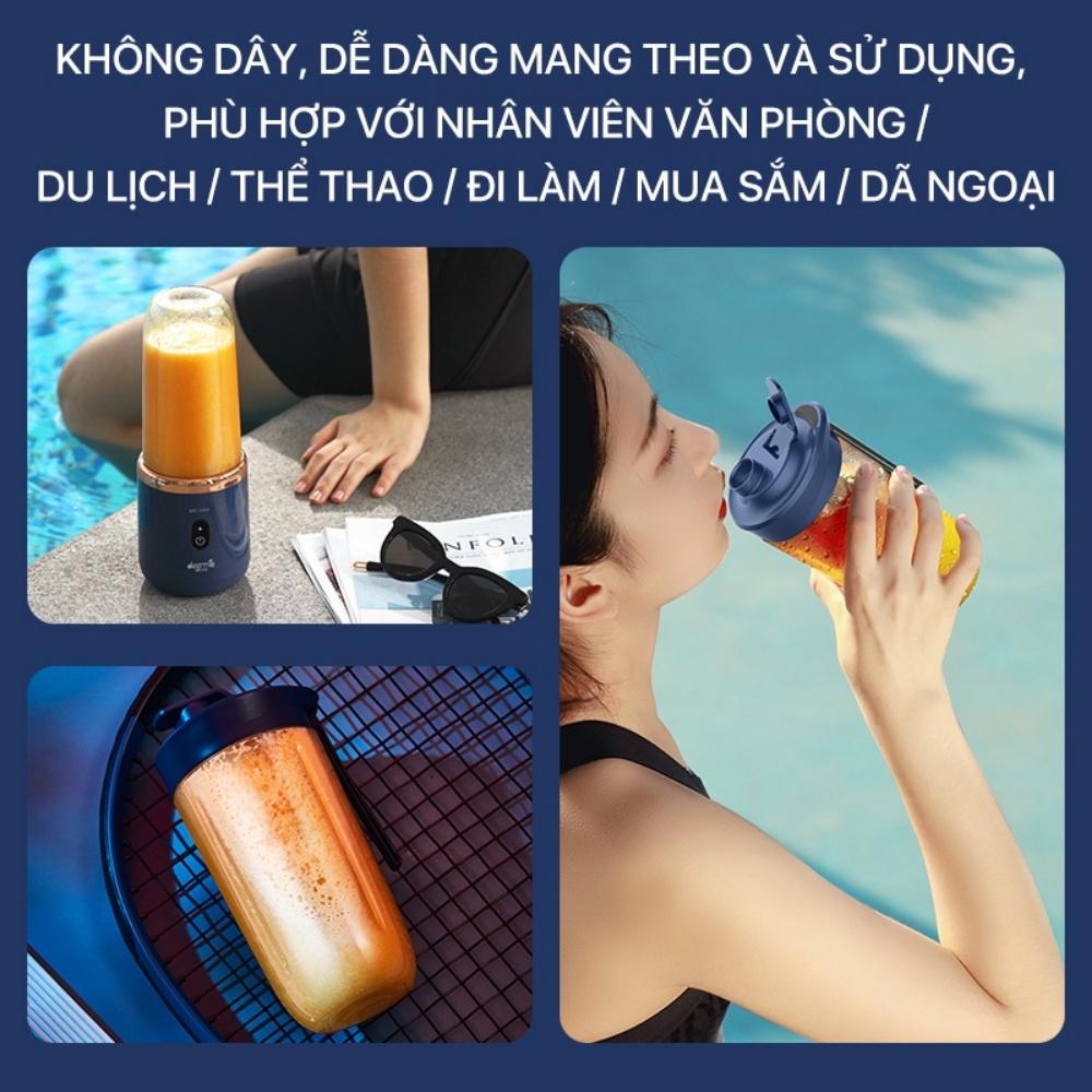 Máy xay sinh tố cầm tay, máy say sinh tố sạc pin tích điện Chigo 6 lưỡi công suất 40W dung tích 300ml, bảo hành 12 tháng