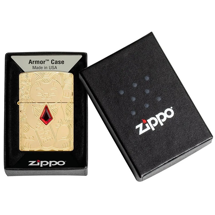 Bật Lửa Zippo Armor Lucky Cat Design 49802