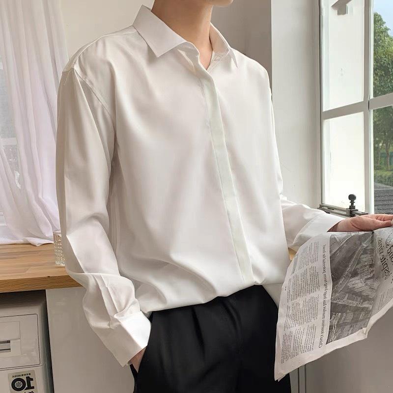 Áo sơ mi công sở nam giấu nút vải cotton dày mềm mượt co giãn nhẹ mặc rất mát sơ mi Unisex mã 26