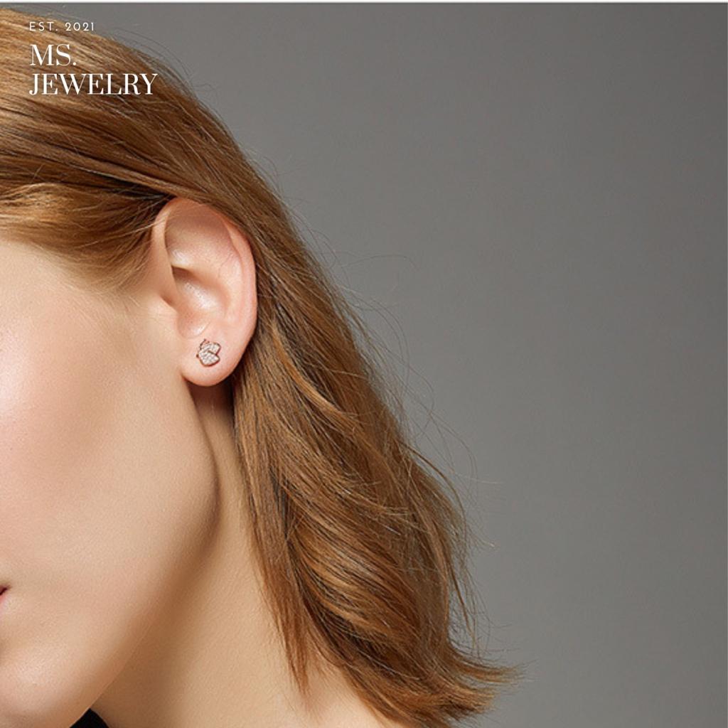 Khuyên Tai Bạc S925 Đính Đá Cubic Zirconia Hình Bướm Sang Trọng