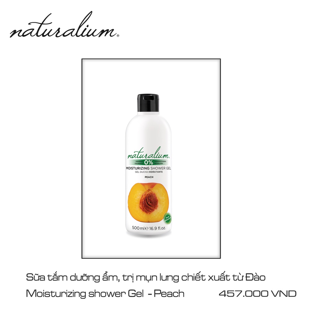 Sữa tắm dưỡng ẩm NATURALIUM hương đào 500ml ngăn ngừa nếp nhăn, chống kích ứng và nhiễm trùng da
