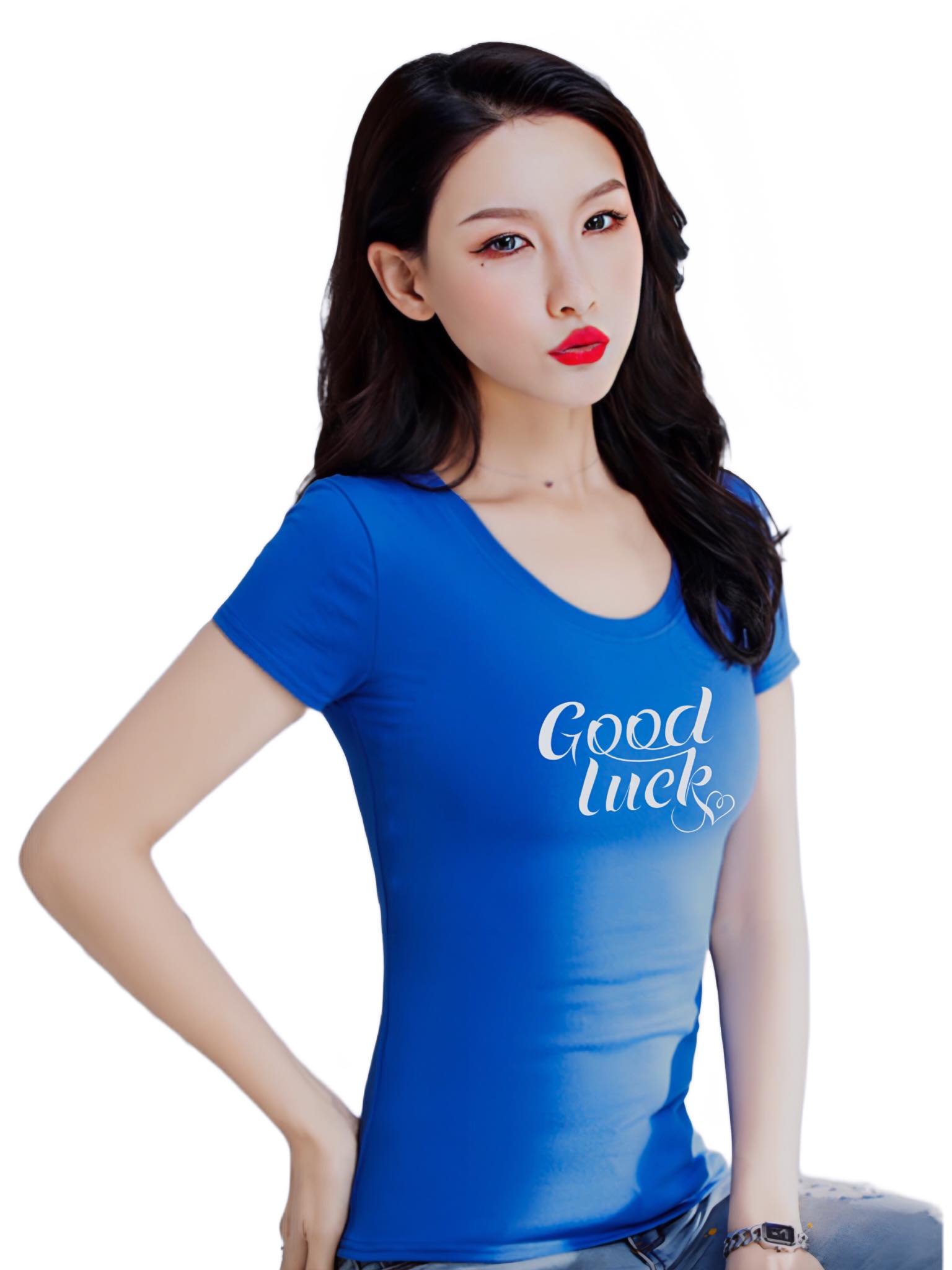 Áo thun nữ MXM in chữ Good Luck thun cotton 4 chiều form ôm body ( ANU022 )