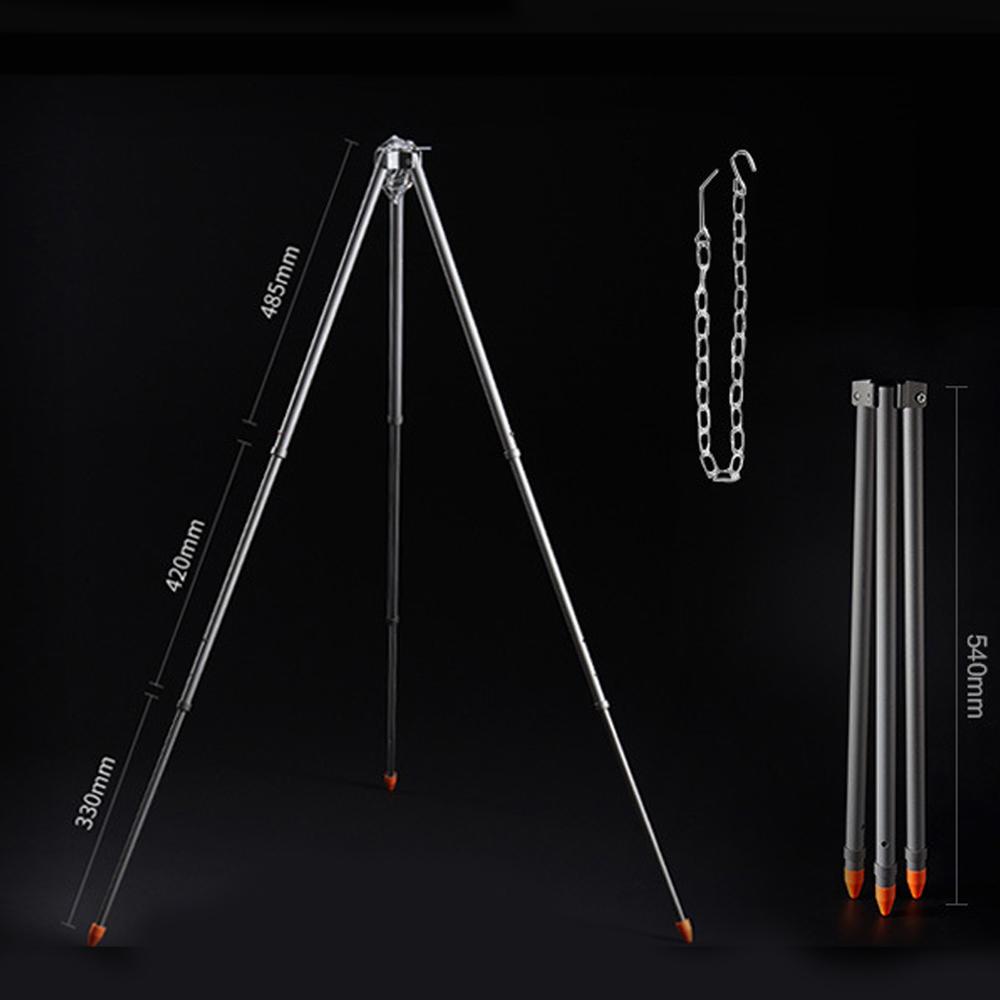 Outdoor Fire Pit Tripod Portable Length Adjustable for Campfire Camping Cooking Outdoor Cooking Equipment